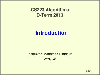 CS223 Algorithms D-Term 2013