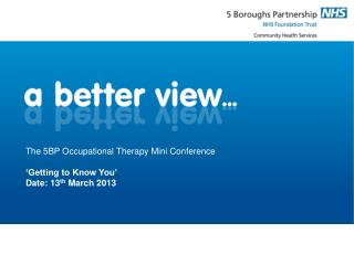The 5BP Occupational Therapy Mini Conference ‘Getting to Know You’ Date: 13 th March 2013