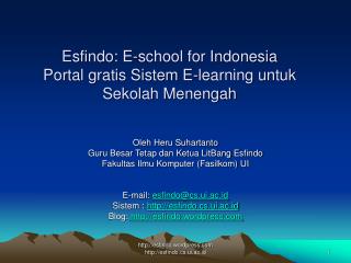 Esfindo: E-school for Indonesia Portal gratis Sistem E-learning untuk Sekolah Menengah