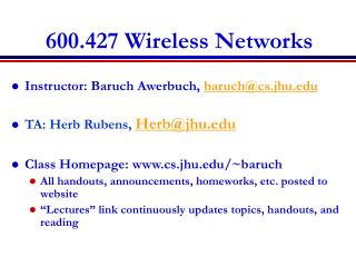 600.427 Wireless Networks