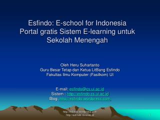 Esfindo: E-school for Indonesia Portal gratis Sistem E-learning untuk Sekolah Menengah