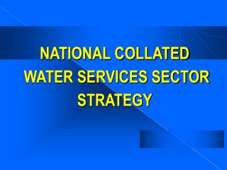 NATIONAL COLLATED WATER SERVICES SECTOR STRATEGY