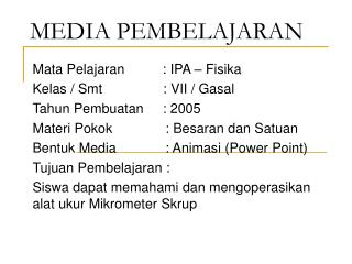 MEDIA PEMBELAJARAN