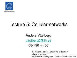 Lecture 5: Cellular networks