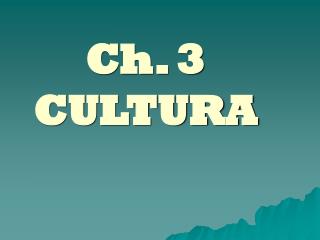 Ch. 3 CULTURA