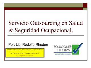 Servicio Outsourcing en Salud &amp; Seguridad Ocupacional.