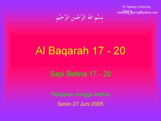 Pelajaran minggu kelima Senin 27 Juni 2005