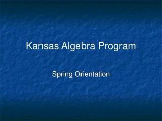 Kansas Algebra Program