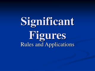 Significant Figures