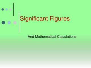 Significant Figures