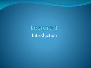 Lecture 1