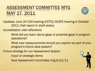 Assessment Committee Mtg May 17, 2011