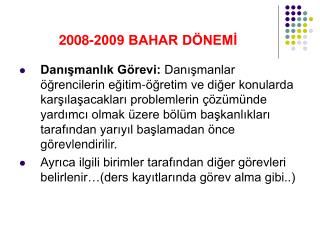 2008-2009 BAHAR DÖNEMİ