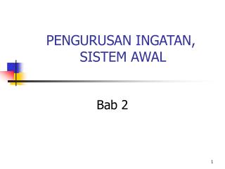 PENGURUSAN INGATAN, SISTEM AWAL