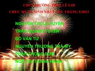 CĐCS TRƯỜNG THPT LÊ LỢI CHÚC MỪNG SINH NHẬT CĐV THÁNG 5/2013