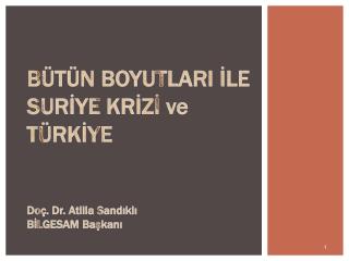 BÜTÜN BOYUTLARI İLE SURİYE KRİZİ ve TÜRKİYE Doç. Dr. Atilla Sandıklı BİLGESAM Başkanı