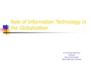 Role of Information Technology in the Globalization