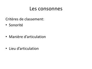 Les consonnes