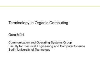 Terminology in Organic Computing