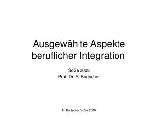 Ausgewählte Aspekte beruflicher Integration