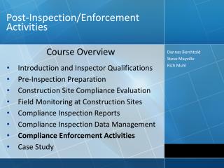 Post-Inspection/Enforcement Activities