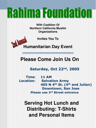 With Coalition Of Northern California Muslim Organizations Invites You To Humanitarian Day Event