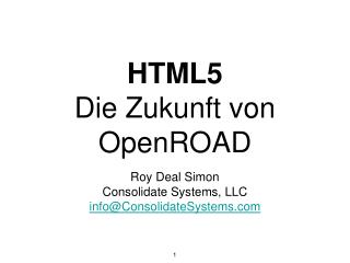 HTML5 Die Zukunft von OpenROAD