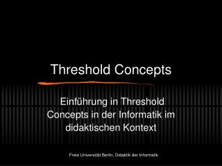 Threshold Concepts