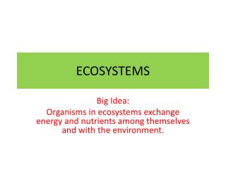 ECOSYSTEMS