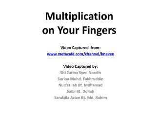 Multiplication on Your Fingers