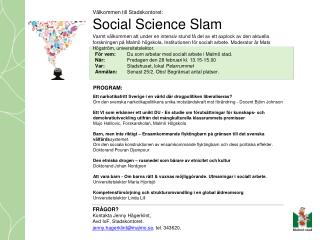 Välkommen till Stadskontoret: Social Science Slam