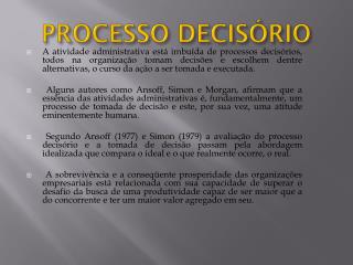 PROCESSO DECISÓRIO