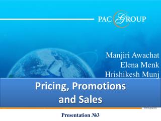 Pricing, Promotions and Sales