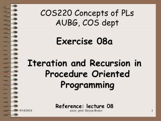 COS220 Concepts of PLs AUBG, COS dept