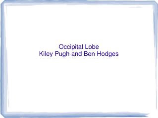 Occipital Lobe Kiley Pugh and Ben Hodges