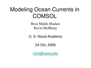 Modeling Ocean Currents in COMSOL