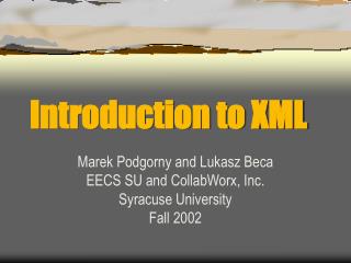 Introduction to XML