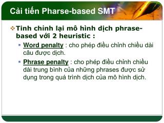 Cải tiến Pharse-based SMT