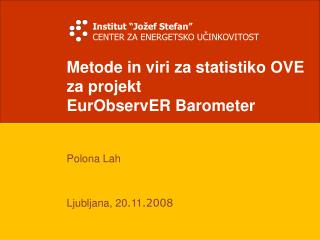 Metode in viri za statistiko OVE za projekt EurObservER Barometer