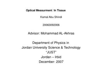 Optical Measurment In Tissue