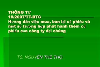 TS. NGUY ỄN THẾ THỌ