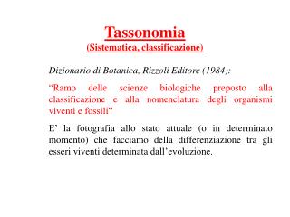 Tassonomia (Sistematica, classificazione)