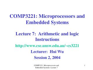 COMP3221: Microprocessors and Embedded Systems