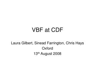 VBF at CDF