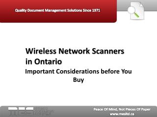 Wireless Network Scanners in Ontario - MES Hybrid