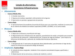 Listado de alternativas: Inversiones Infraestructuras