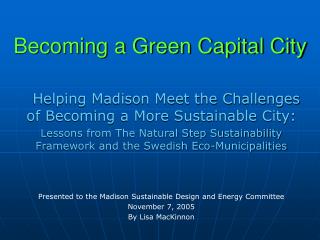 Becoming a Green Capital City