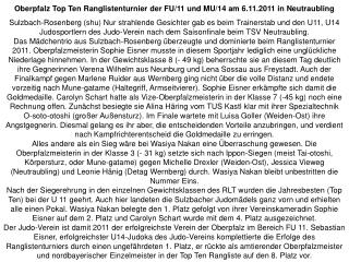 Oberpfalz Top Ten Ranglistenturnier der FU/11 und MU/14 am 6.11.2011 in Neutraubling