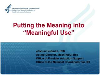Putting the Meaning into “Meaningful Use”