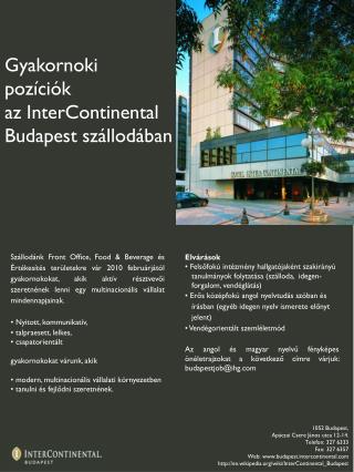 Gyakornoki pozíciók az InterContinental Budapest szállodában
